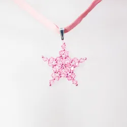 Pendant 40cm - Andromeda-Pale pink Suede - Pendant 40cm - Laiton argenté